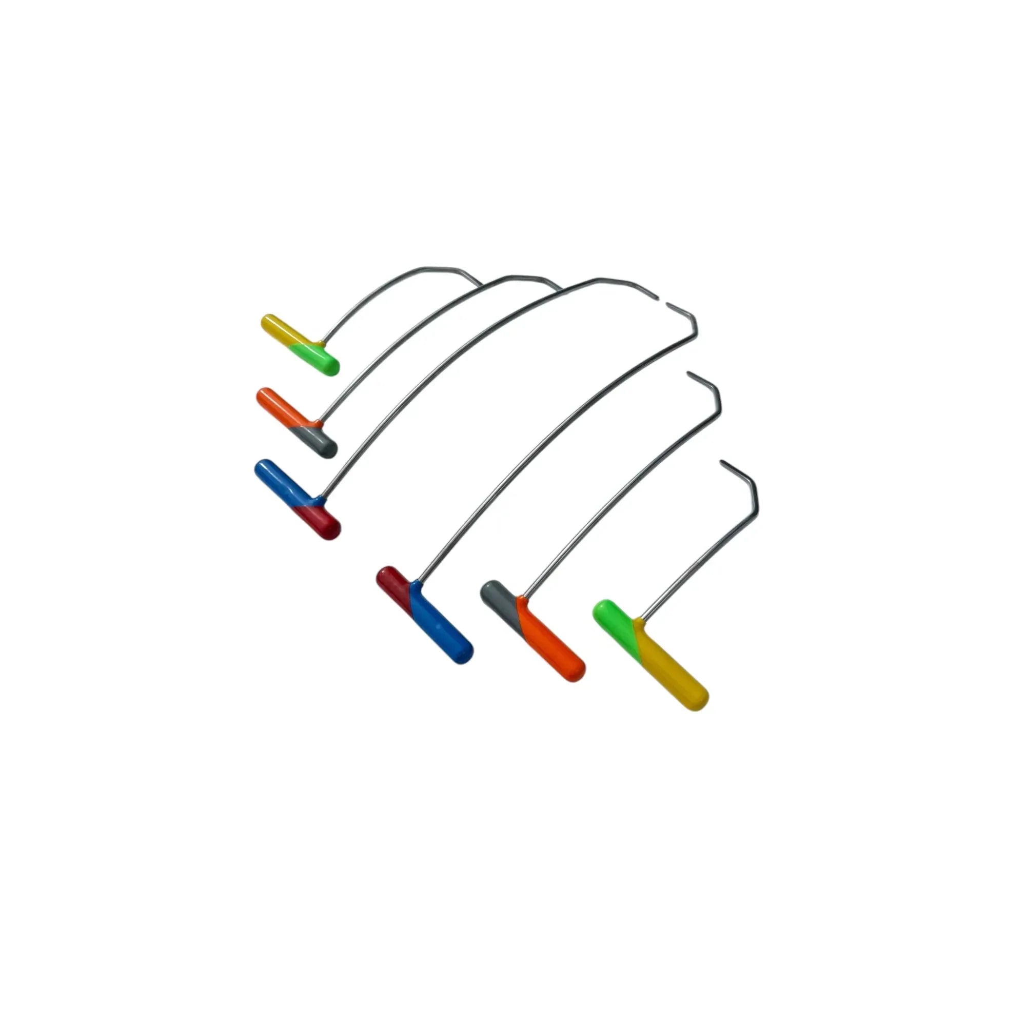 Fynora Edition 6-Piece Round Tip Double Bend Left & Right Steel PDR Tools – Paintless Dent Repair Rods InoxPDR