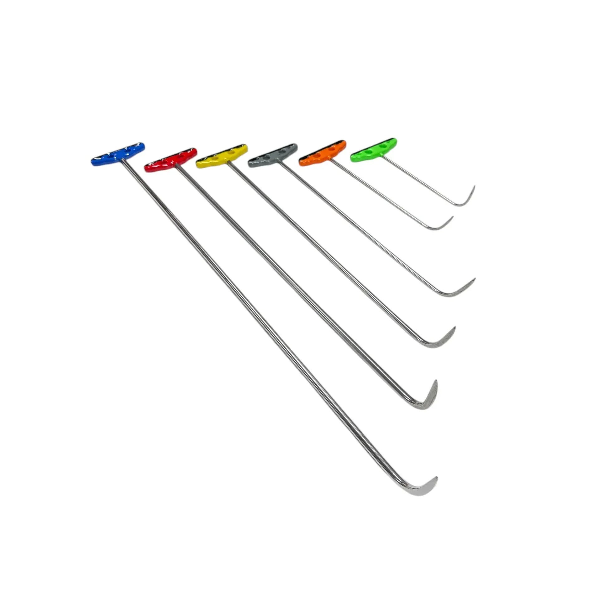 Elvora Edition 6-Piece Sharp Tip Single Bend White Steel PDR Tools – Paintless Dent Repair Rods InoxPDR