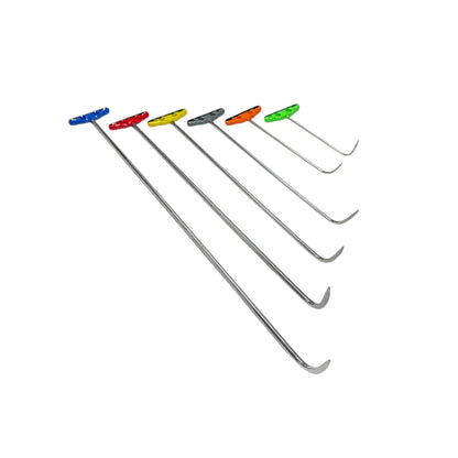 Elvora Edition 6-Piece Sharp Tip Single Bend White Steel PDR Tools – Paintless Dent Repair Rods InoxPDR